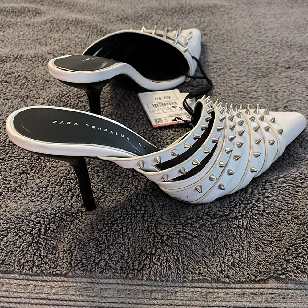 Zara mules with silver studs, size 36 NWT